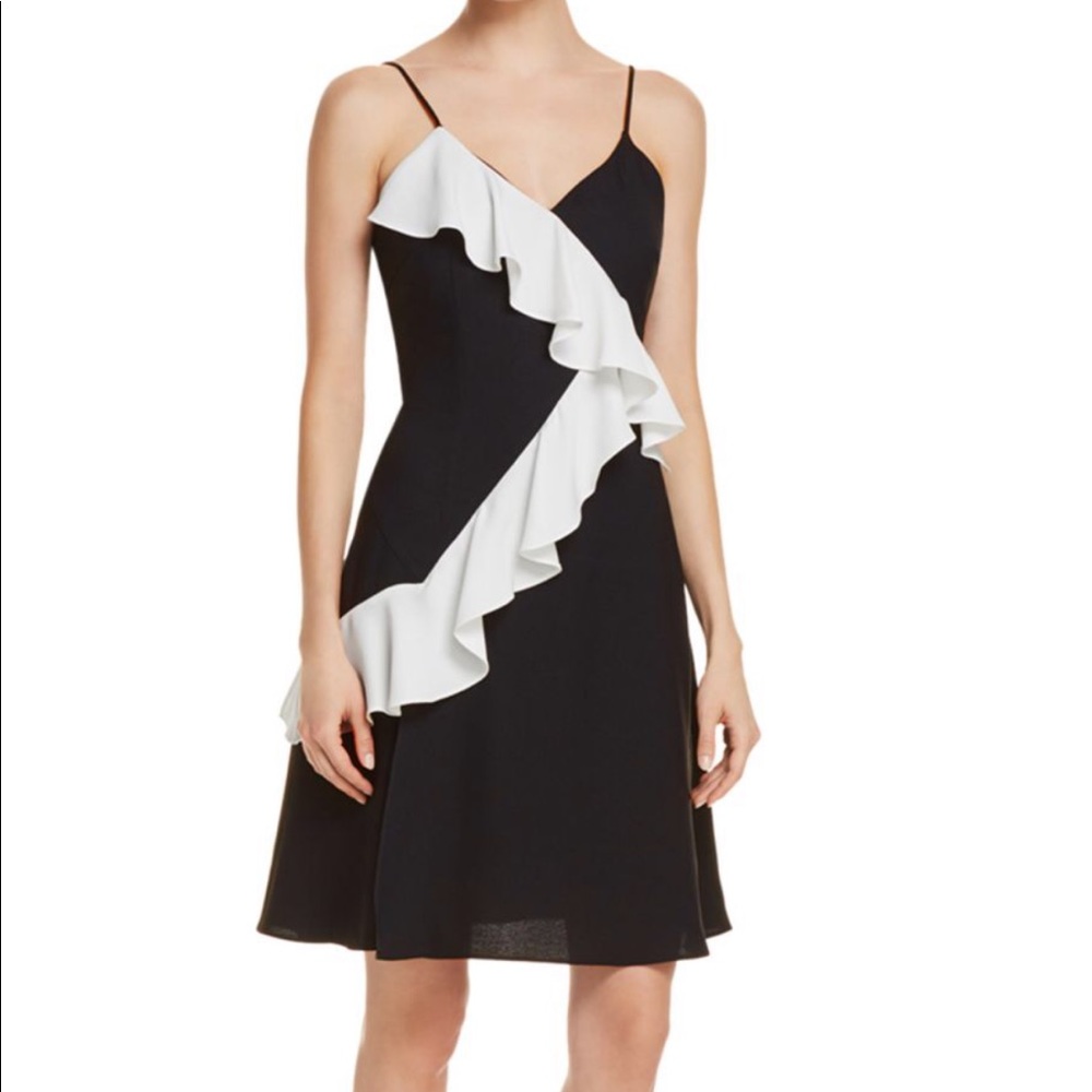 AQUA Contrast Ruffle Dress